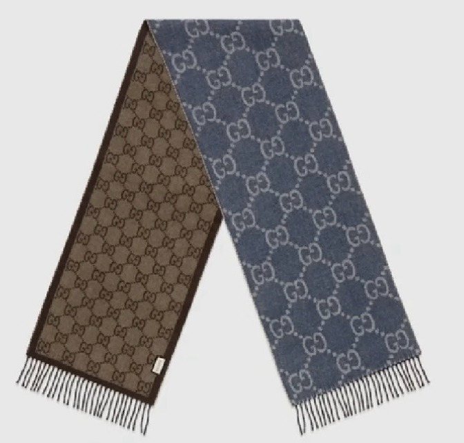 Gucci Black and Gray Fringed Scarf product image 2, provided for visual reference and product detail review