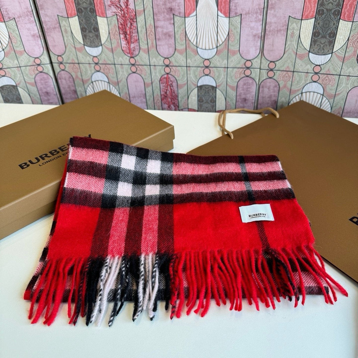 Burberry Long Checked Wrap Scarf - 30 x 180 cm product image 4, provided for visual reference and product detail review