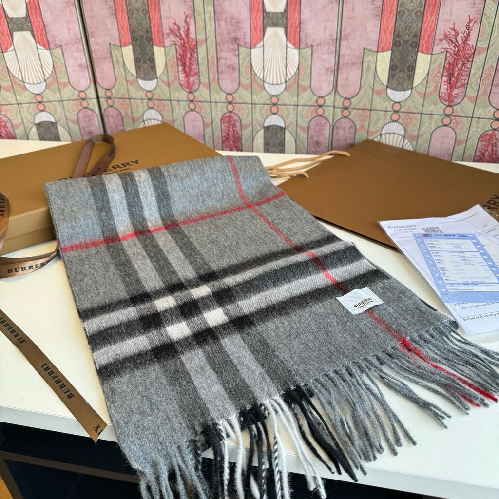 Burberry Long Checked Wrap Scarf - 30 x 180 cm product image 5, provided for visual reference and product detail review