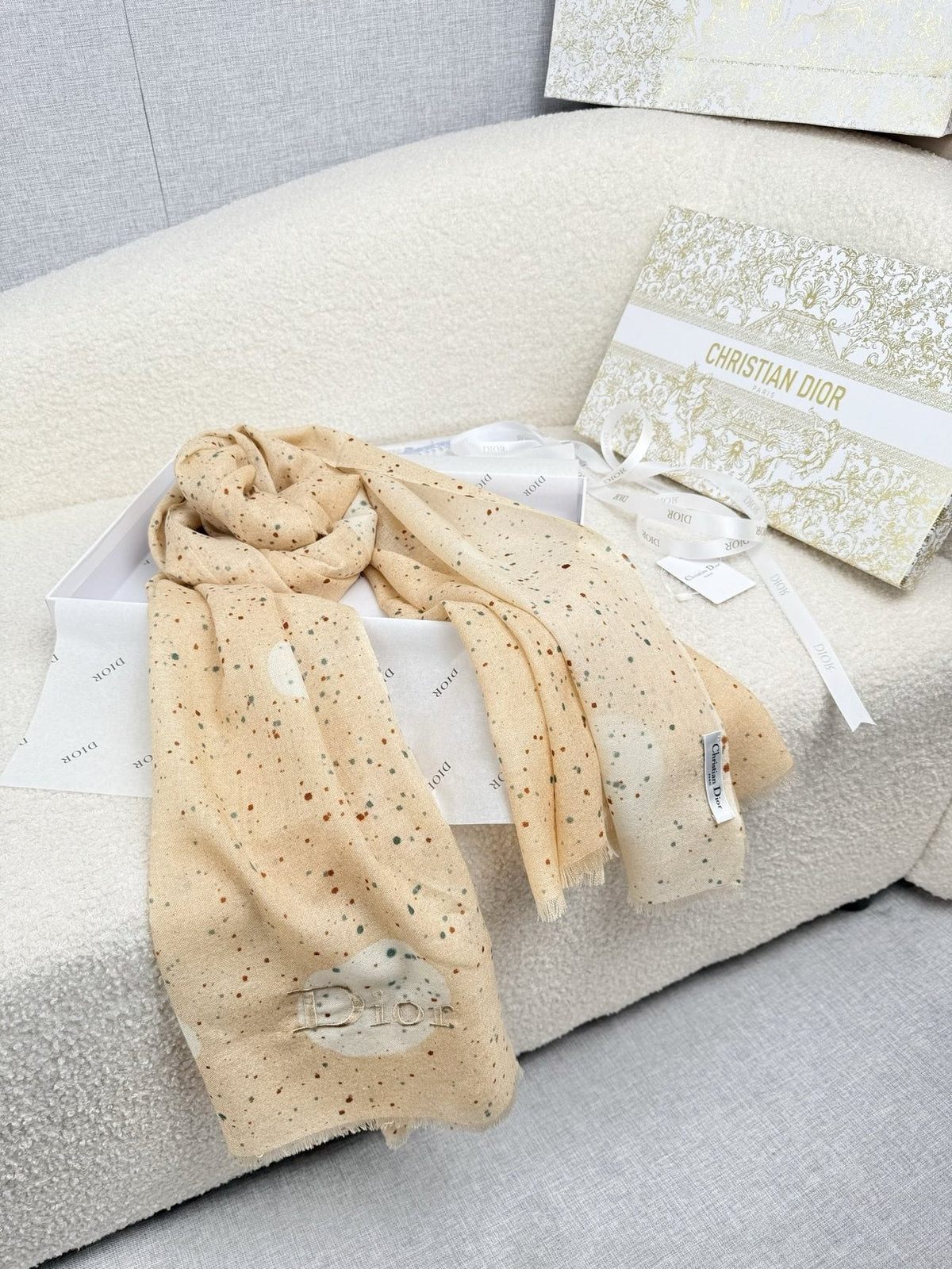 Dior Dotted Embroidered Scarf product image 7, provided for visual reference and product detail review