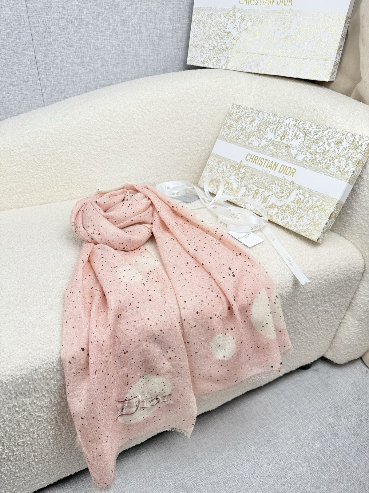 Dior Dotted Embroidered Scarf product image 4, provided for visual reference and product detail review