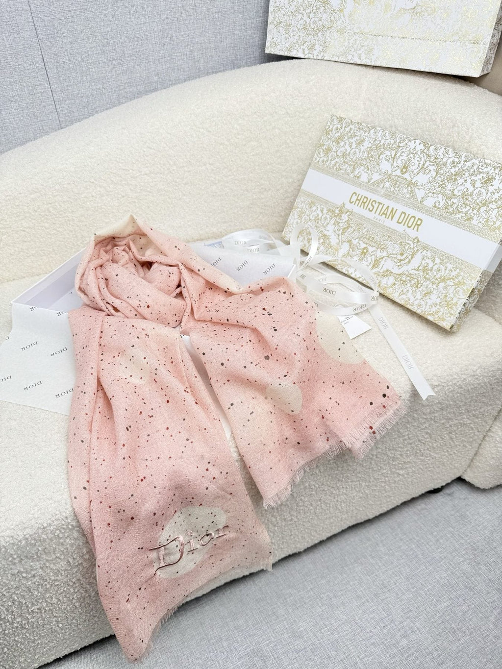 Dior Dotted Embroidered Scarf product image 6, provided for visual reference and product detail review