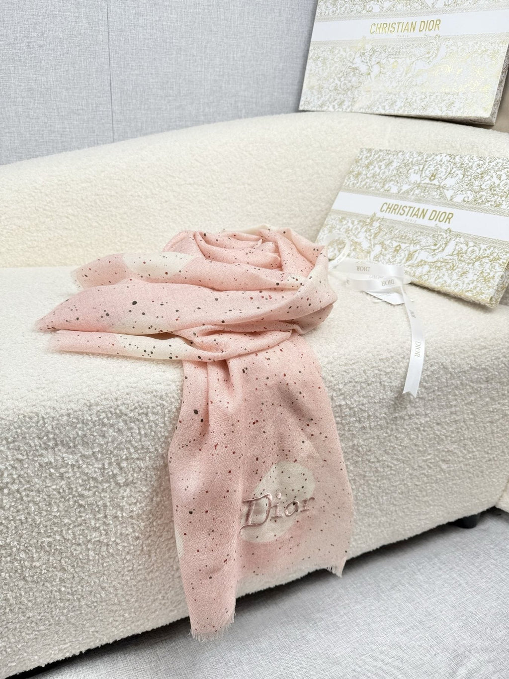 Dior Dotted Embroidered Scarf product image 9, provided for visual reference and product detail review