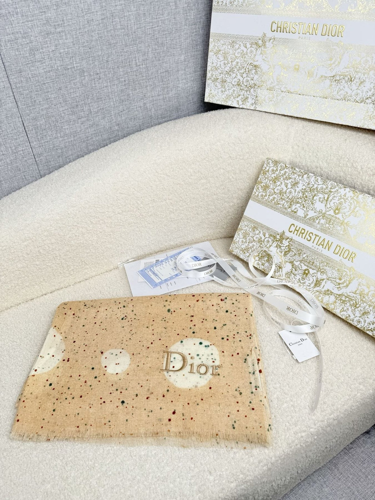 Dior Dotted Embroidered Scarf product image 3, provided for visual reference and product detail review