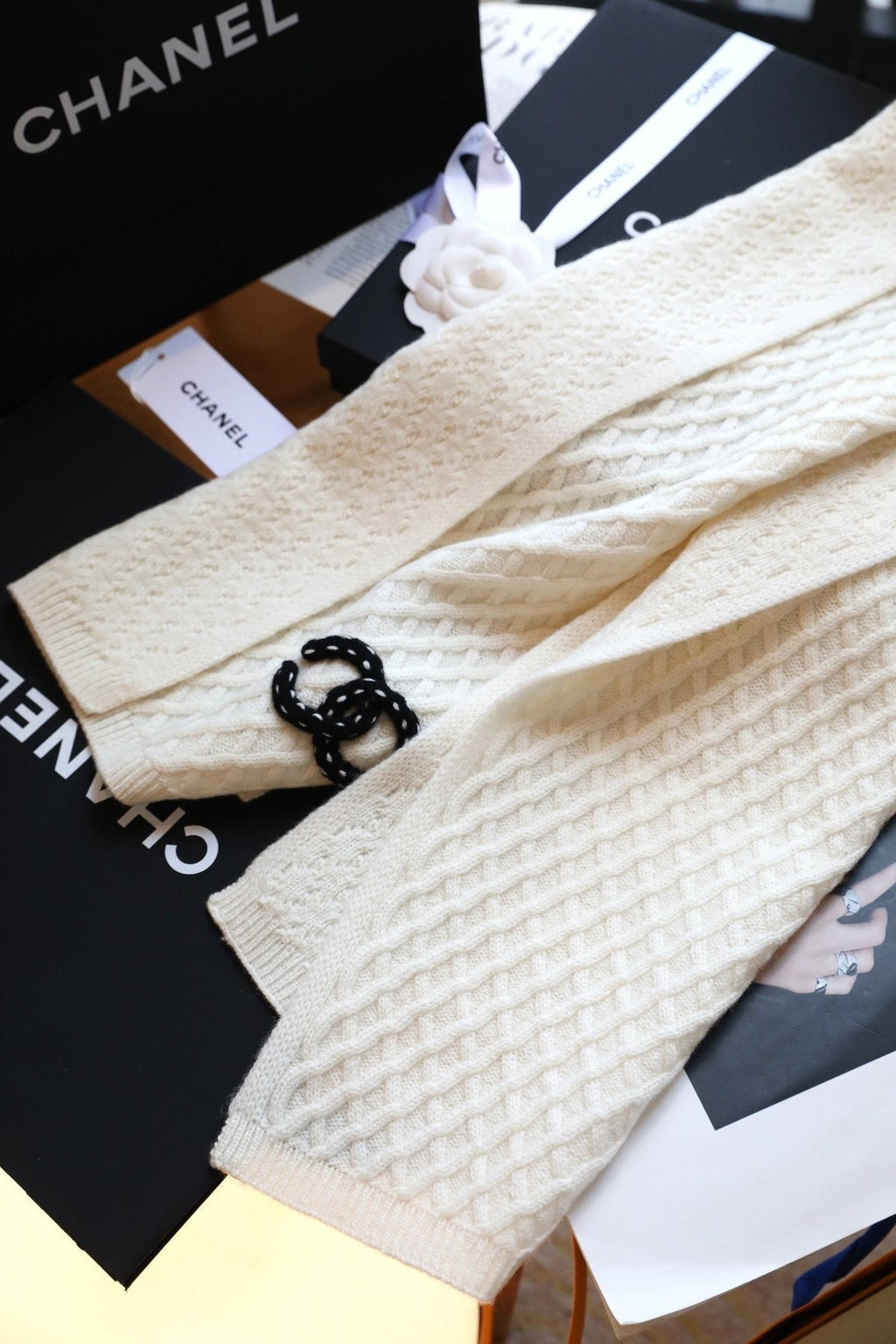 Chanel Diamond Knit Scarf product image 7, provided for visual reference and product detail review