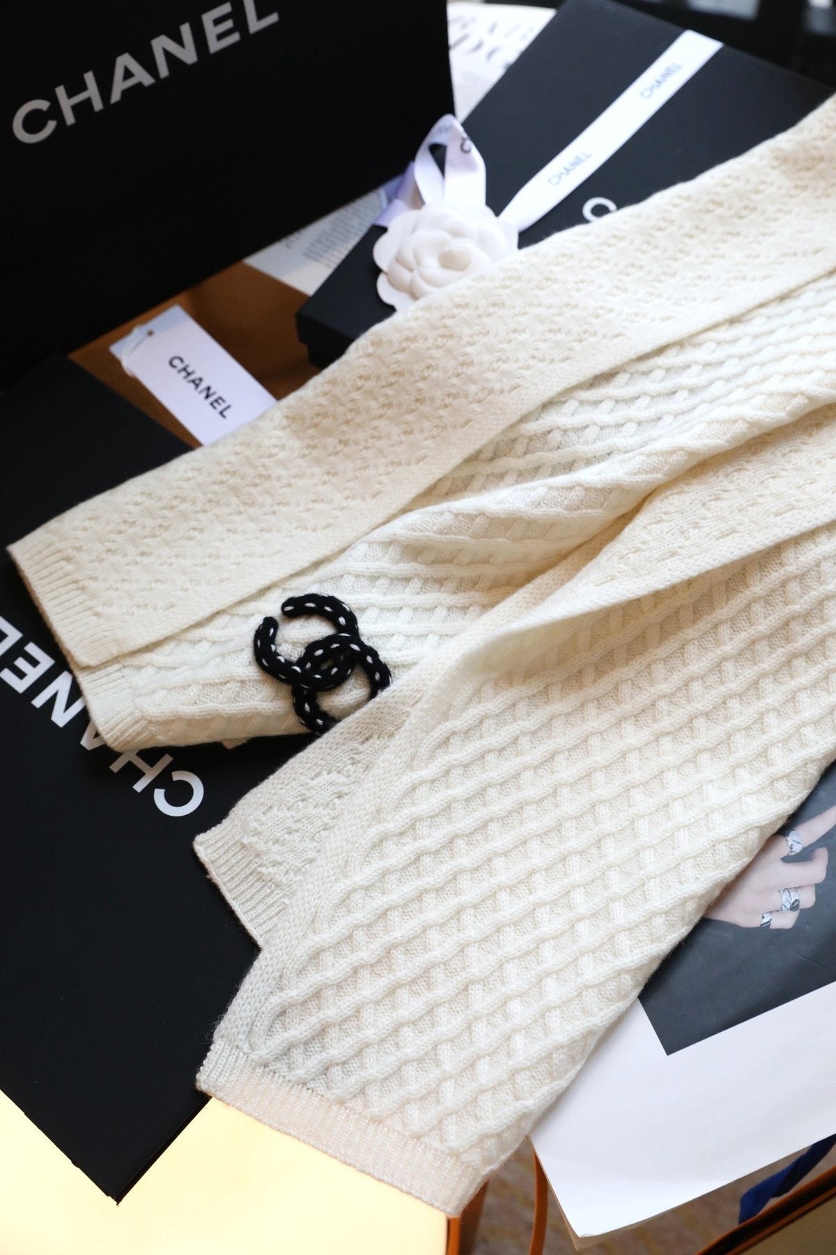 Chanel Diamond Knit Scarf product image 7, provided for visual reference and product detail review