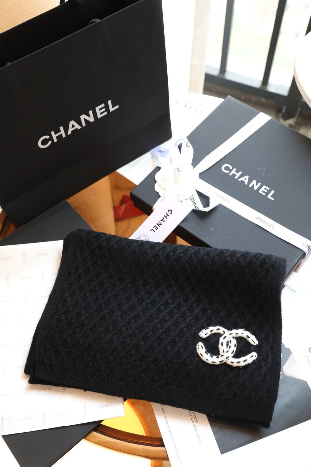 Chanel Diamond Knit Scarf product image 6, provided for visual reference and product detail review
