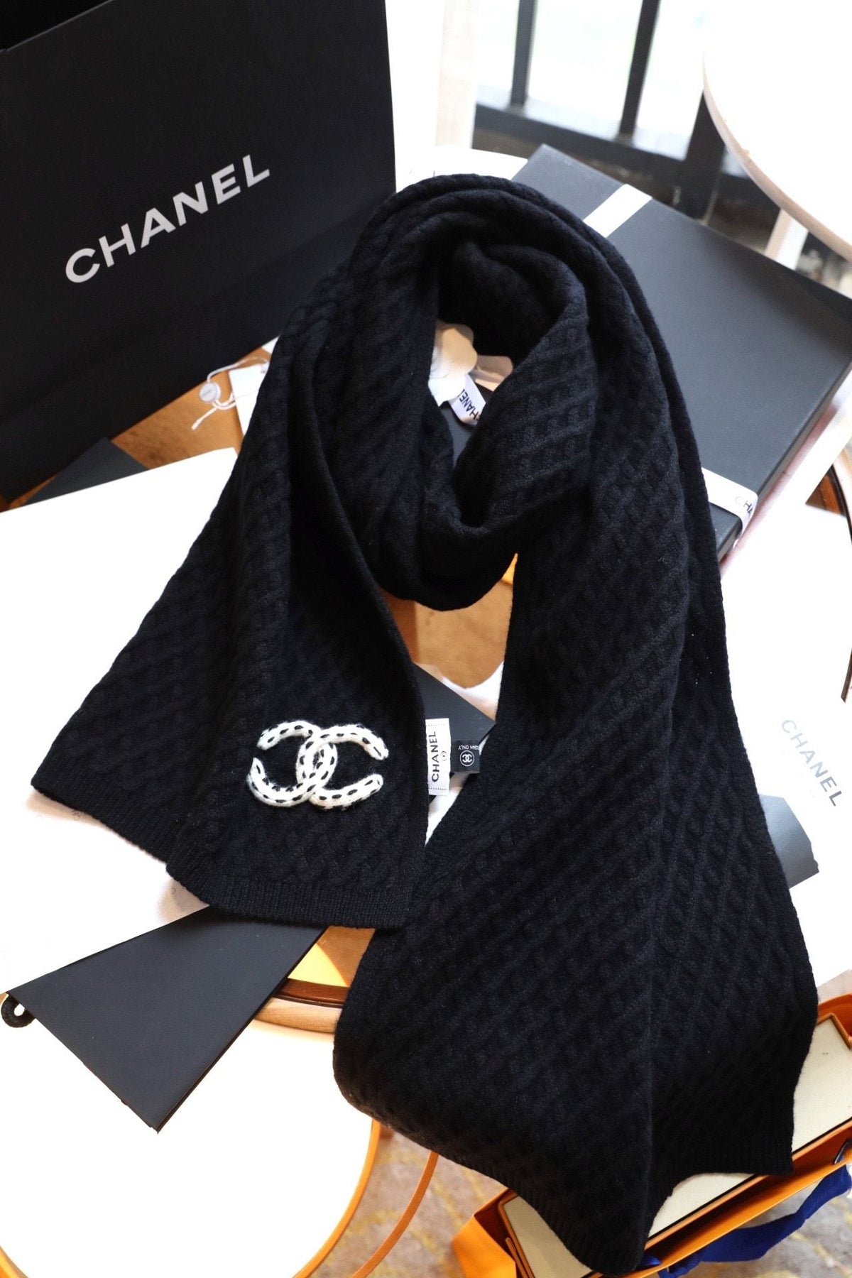 Chanel Diamond Knit Scarf product image 1, provided for visual reference and product detail review
