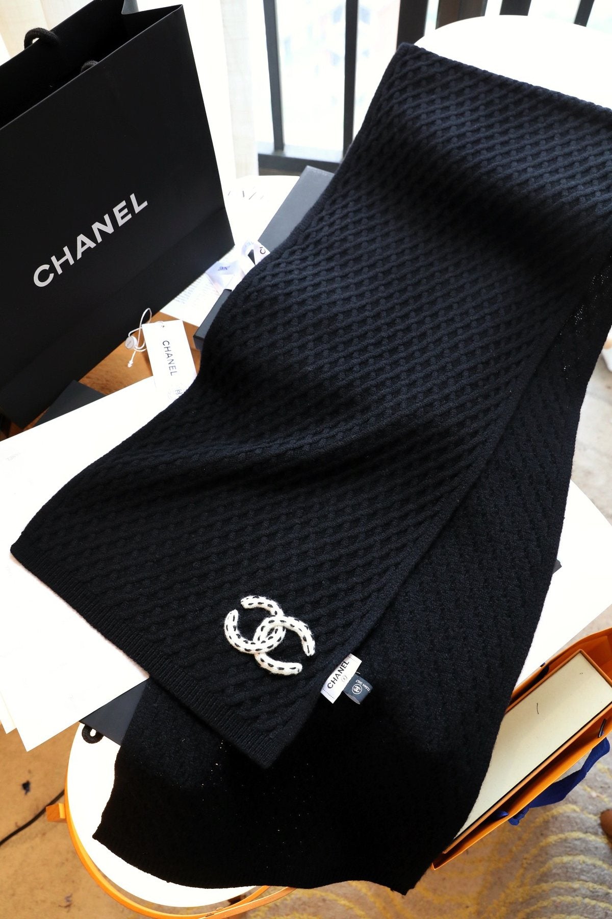 Chanel Diamond Knit Scarf product image 3, provided for visual reference and product detail review