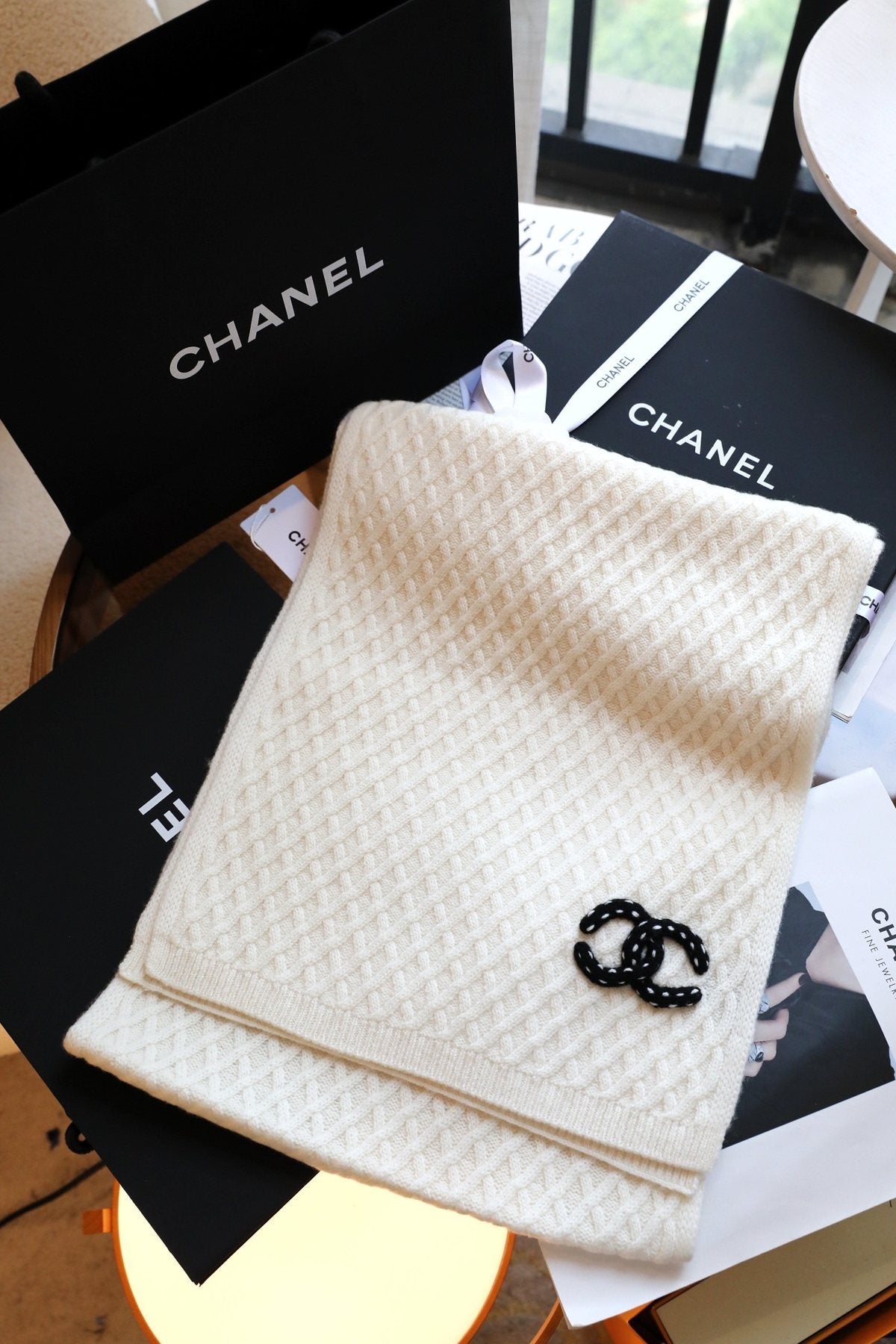 Chanel Diamond Knit Scarf product image 5, provided for visual reference and product detail review