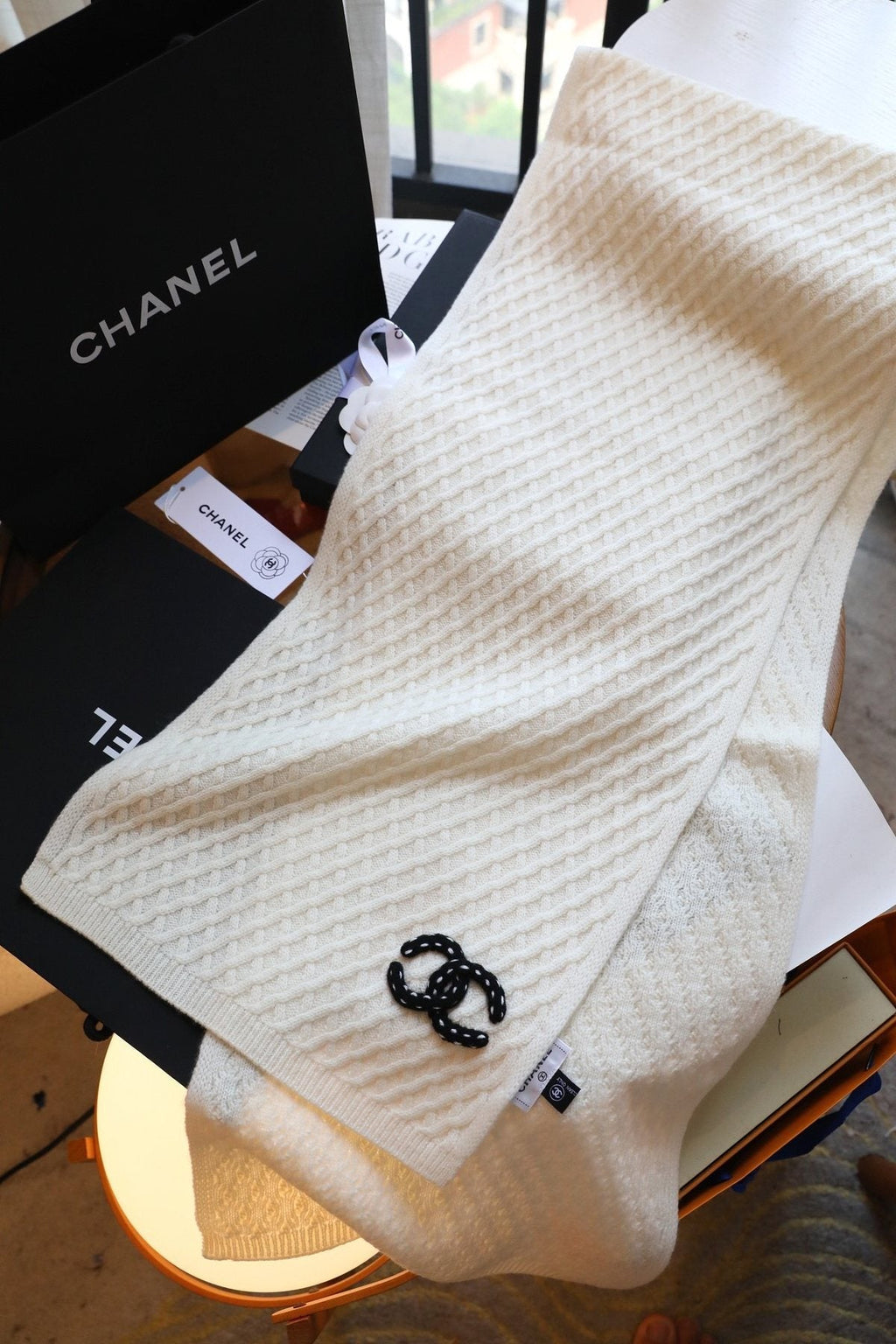 Chanel Diamond Knit Scarf product image 4, provided for visual reference and product detail review