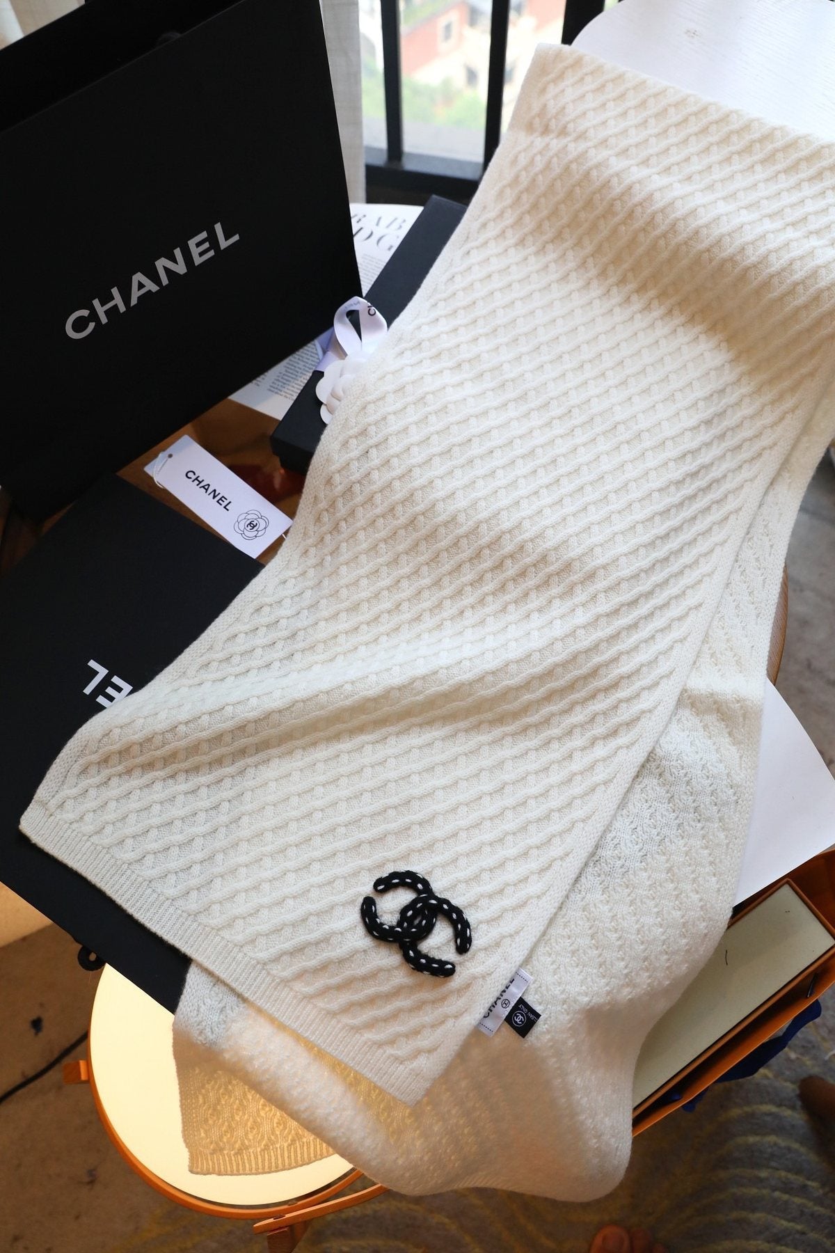 Chanel Diamond Knit Scarf product image 4, provided for visual reference and product detail review