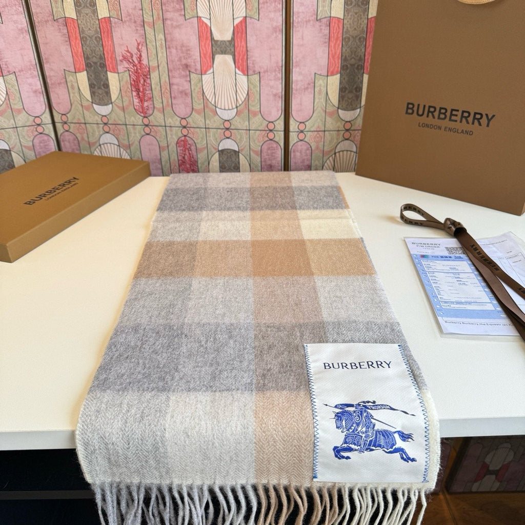 Burberry Yellow Brown Plaid Scarf product image 5, provided for visual reference and product detail review