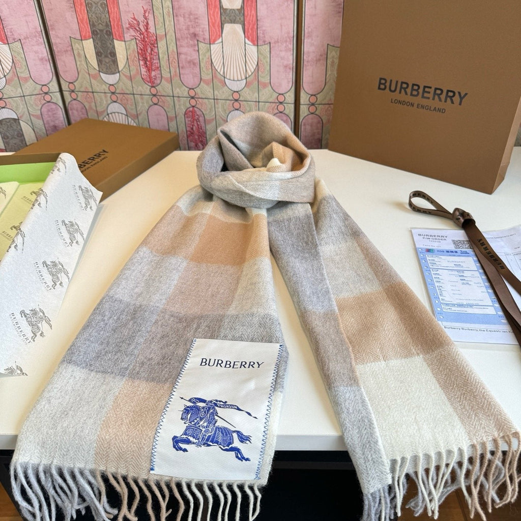 Burberry Yellow Brown Plaid Scarf product image 4, provided for visual reference and product detail review