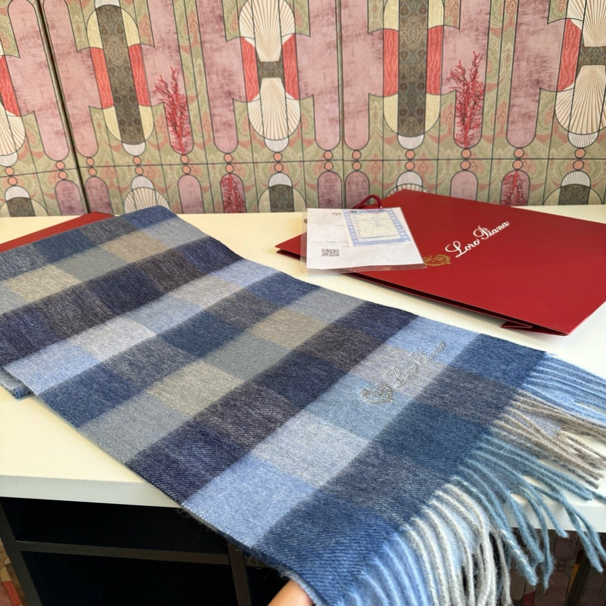 Loro Piana Oversized Check Fringed Scarf product image 9, provided for visual reference and product detail review