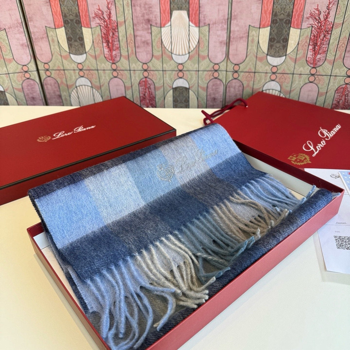 Loro Piana Oversized Check Fringed Scarf product image 14, provided for visual reference and product detail review