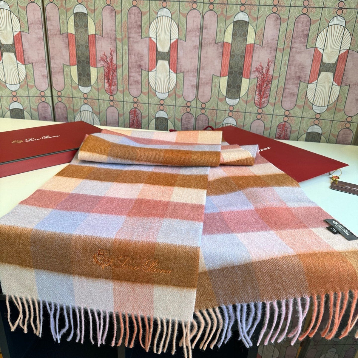 Loro Piana Oversized Check Fringed Scarf product image 4, provided for visual reference and product detail review