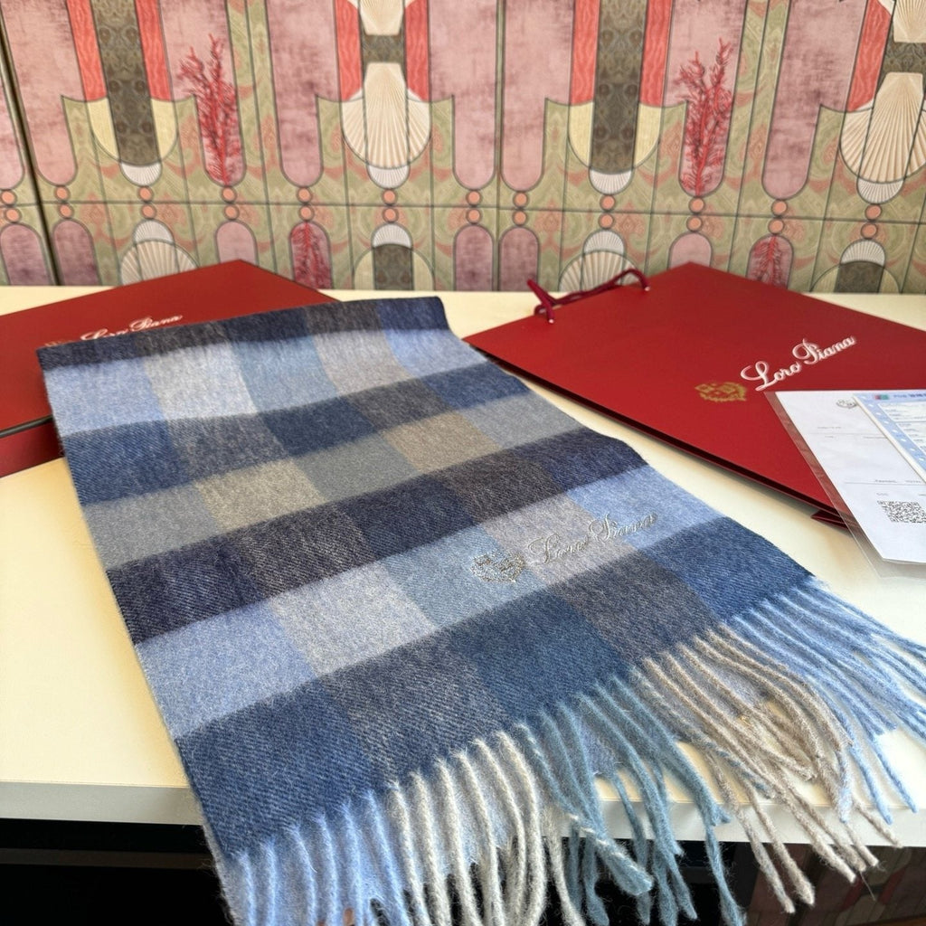 Loro Piana Pink Tan Lavender Plaid Scarf product image 7, provided for visual reference and product detail review