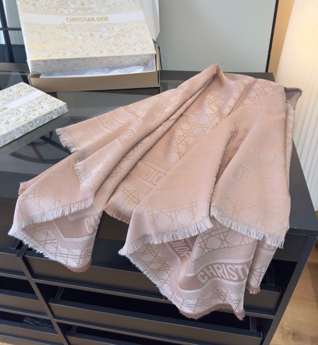 Dior Geometric Jacquard Fringed Square Scarf product image 3, provided for visual reference and product detail review
