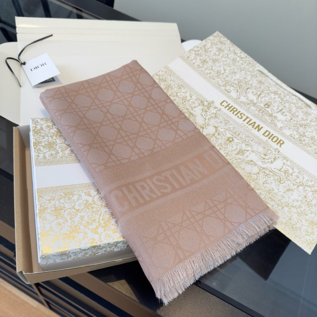 Dior Geometric Jacquard Fringed Square Scarf product image 1, provided for visual reference and product detail review