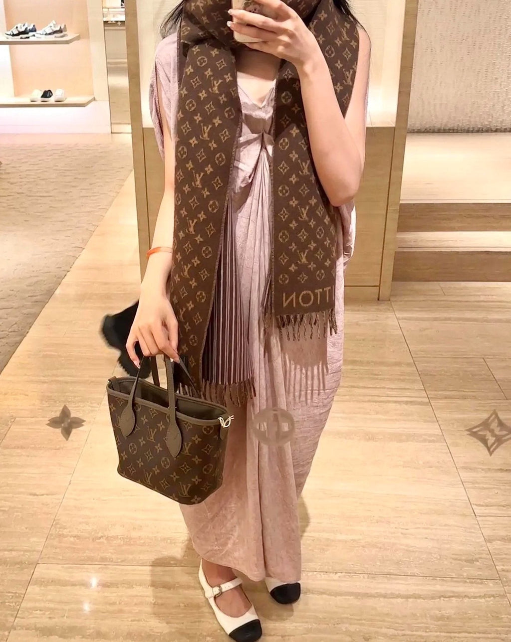 Louis Vuitton Brown Monogram Fringe Scarf product image 4, provided for visual reference and product detail review