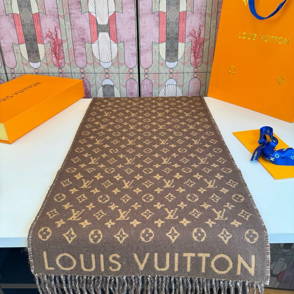 Louis Vuitton Brown Monogram Fringe Scarf product image 1, provided for visual reference and product detail review