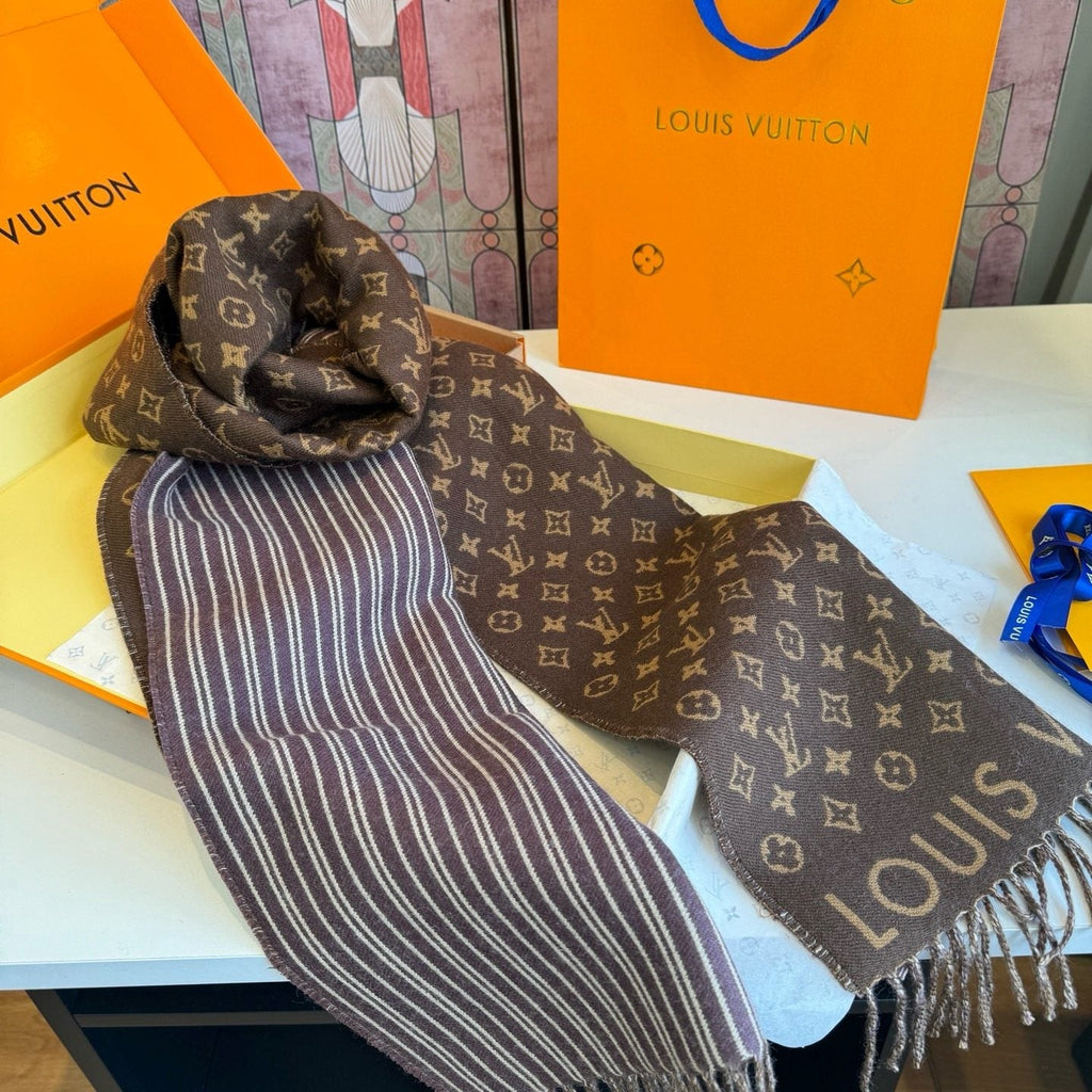 Louis Vuitton Brown Monogram Fringe Scarf product image 3, provided for visual reference and product detail review