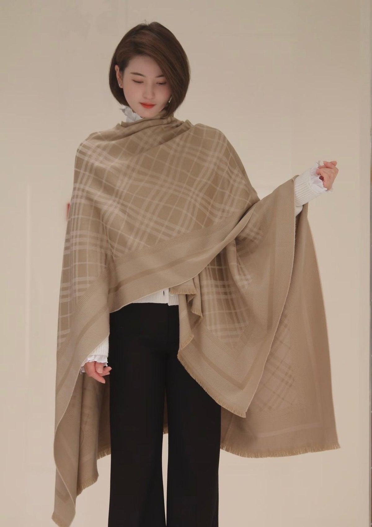 Burberry Fringed Woven Shawl product image 2, provided for visual reference and product detail review
