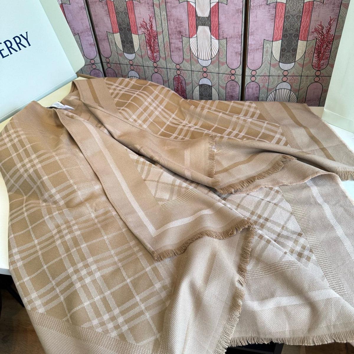 Burberry Fringed Woven Shawl product image 5, provided for visual reference and product detail review