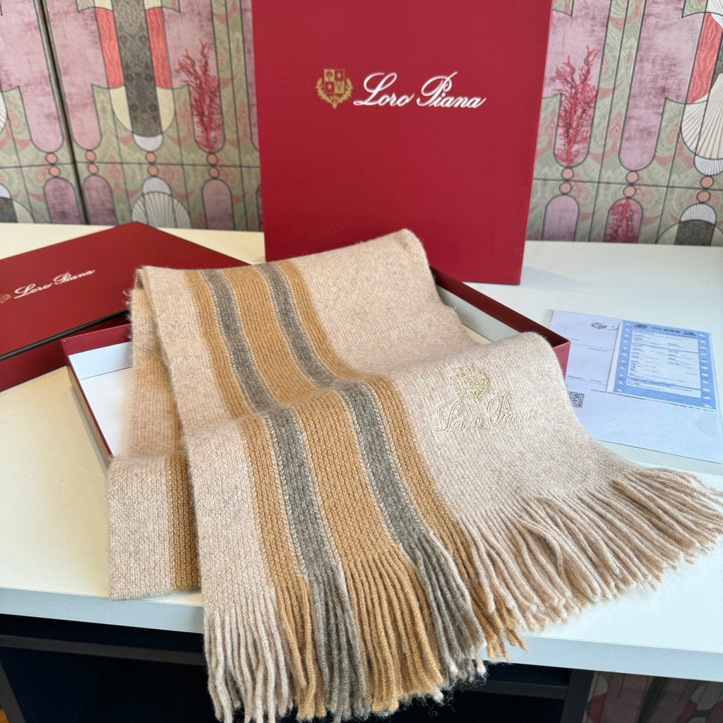 Loro Piana Striped Fringed Scarf product image 6, provided for visual reference and product detail review
