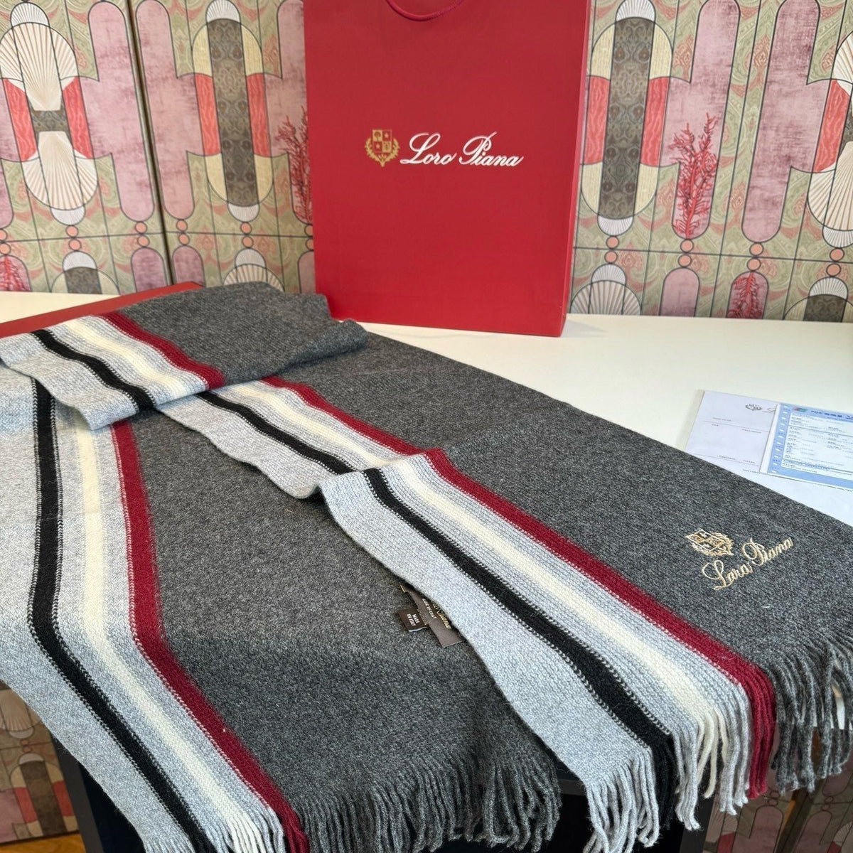 Loro Piana Striped Fringed Scarf product image 8, provided for visual reference and product detail review
