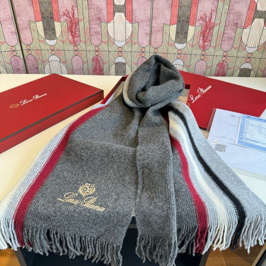 Loro Piana Striped Fringed Scarf product image 7, provided for visual reference and product detail review