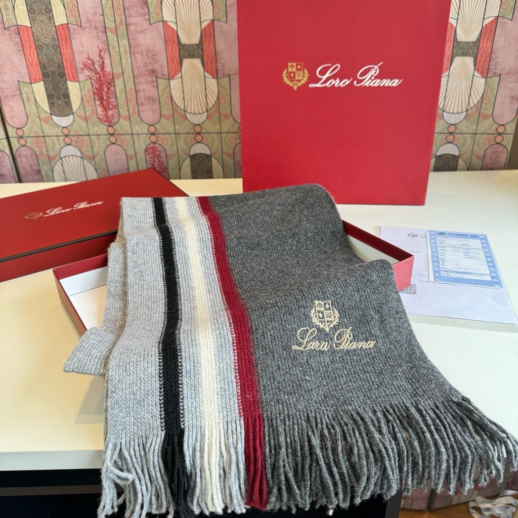 Loro Piana Striped Fringed Scarf product image 5, provided for visual reference and product detail review