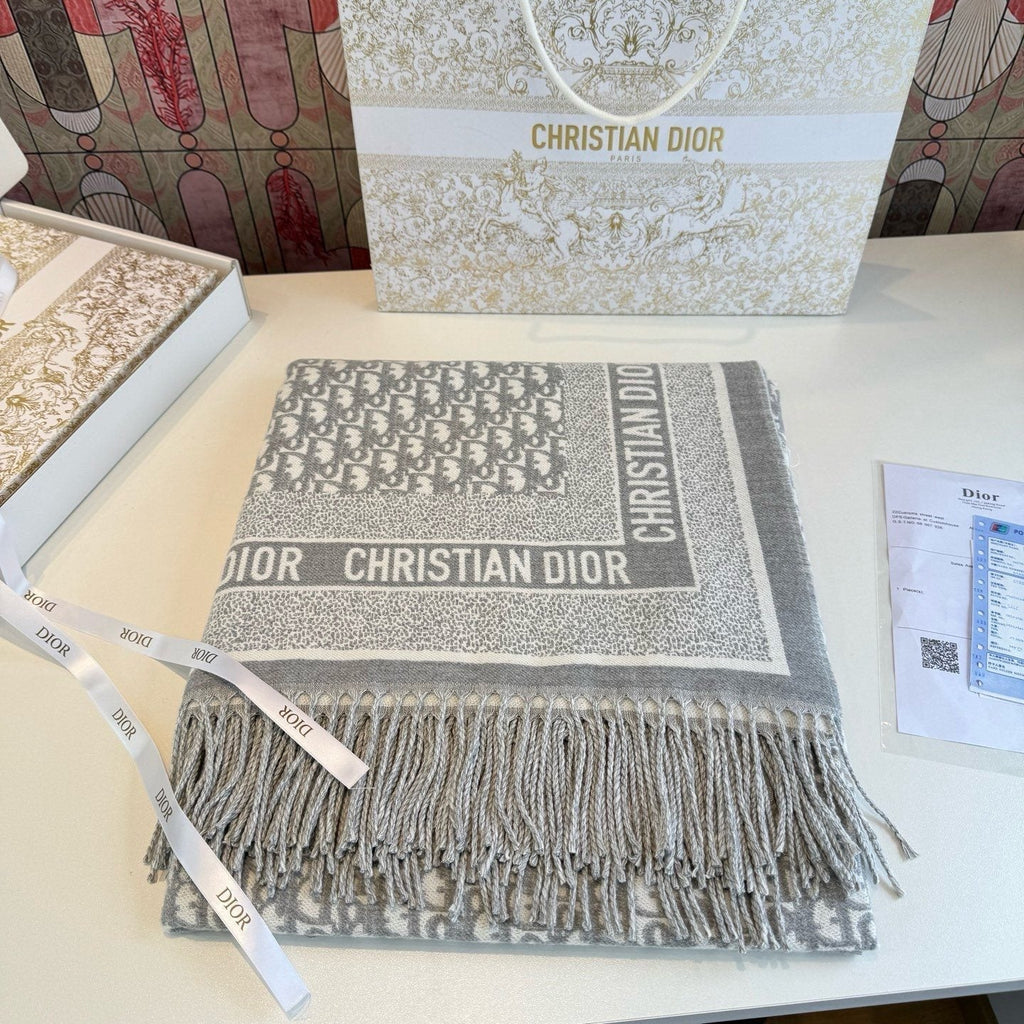 Dior Cashmere-Wool Monogram Square Scarf product image 4, provided for visual reference and product detail review