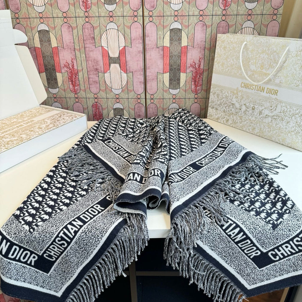 Dior Cashmere-Wool Monogram Square Scarf product image 8, provided for visual reference and product detail review