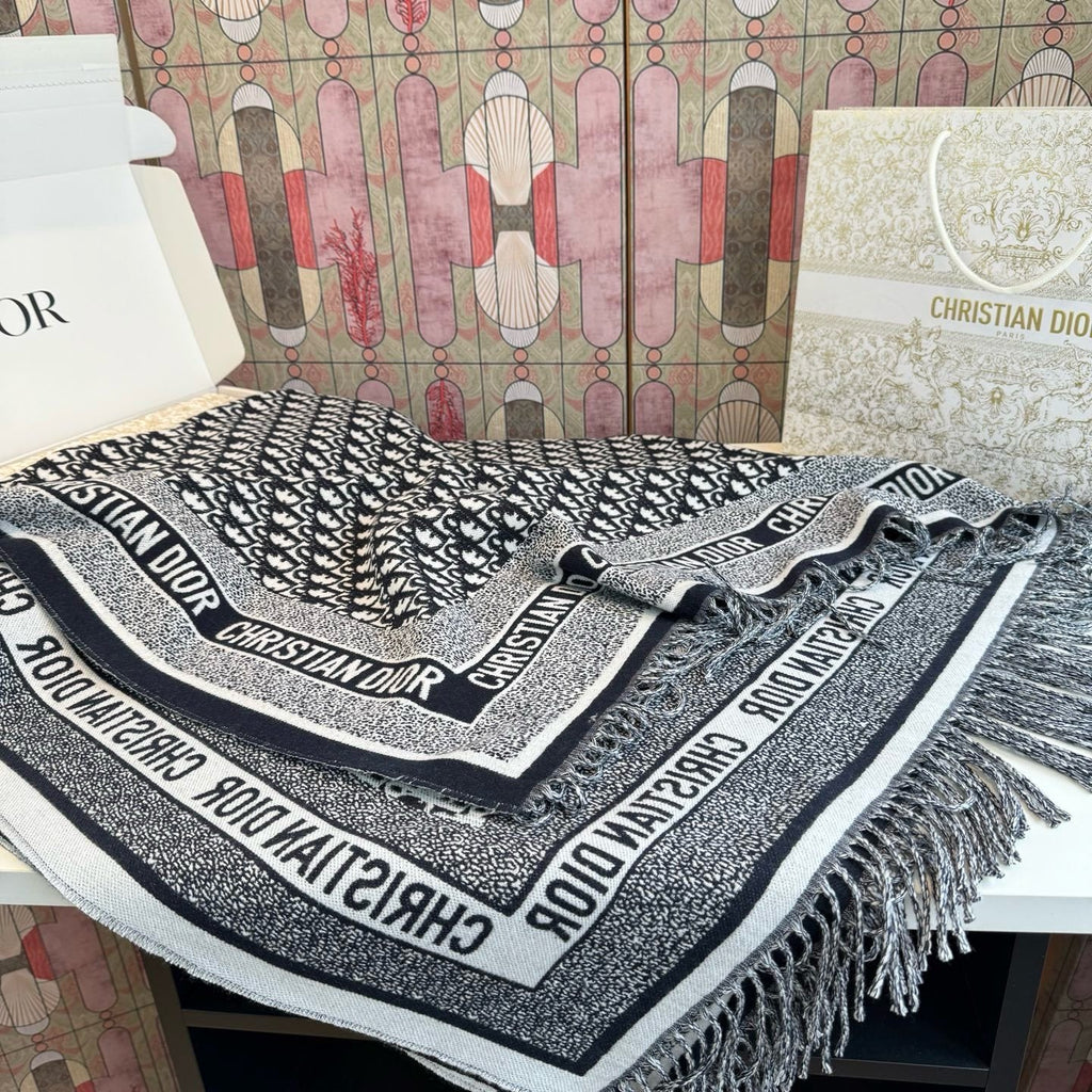 Dior Graphic Fringe Square Scarf product image 1, provided for visual reference and product detail review