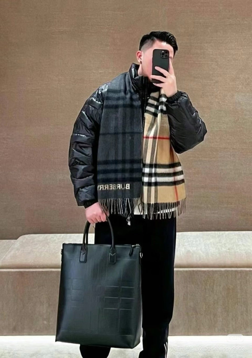 Burberry Lettered Plaid Fringed Scarf product image 10, provided for visual reference and product detail review