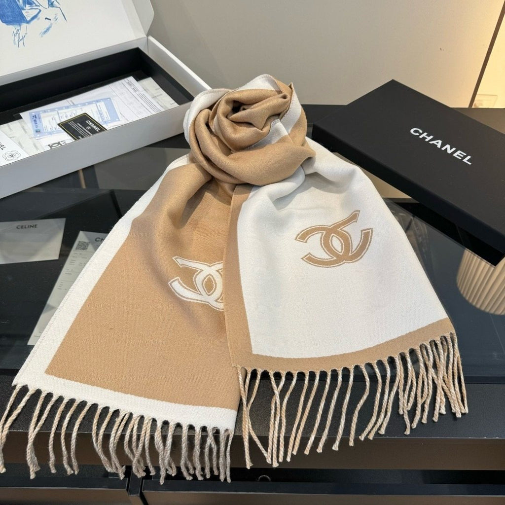 Chanel Fringed Color-Block Scarf product image 8, provided for visual reference and product detail review
