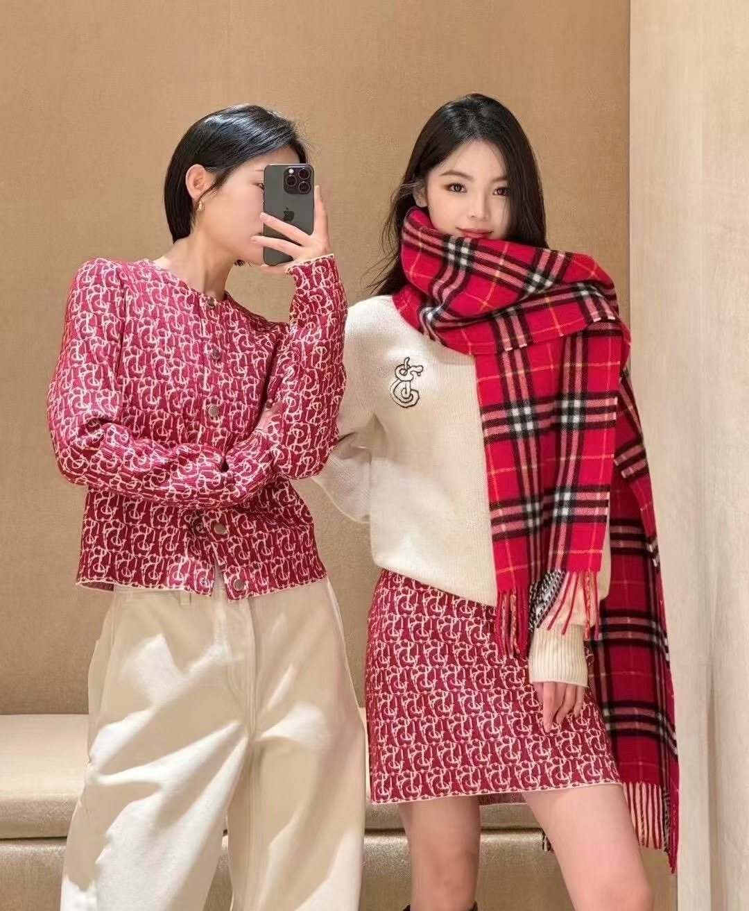 Burberry Red Plaid Fringed Scarf product image 8, provided for visual reference and product detail review