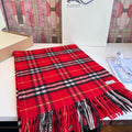 Burberry Red Plaid Fringed Scarf product image 1, provided for visual reference and product detail review