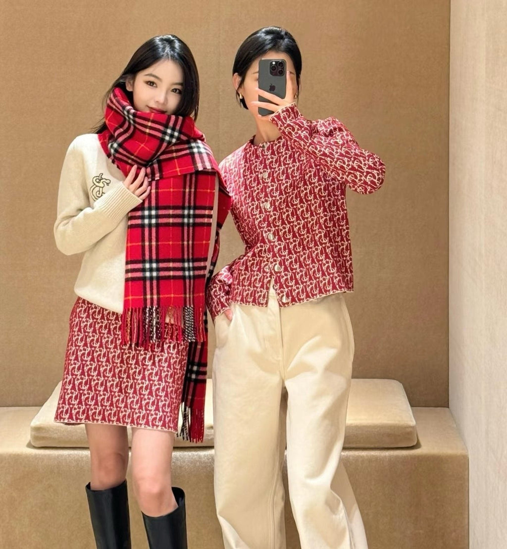 Burberry Red Plaid Fringed Scarf product image 7, provided for visual reference and product detail review
