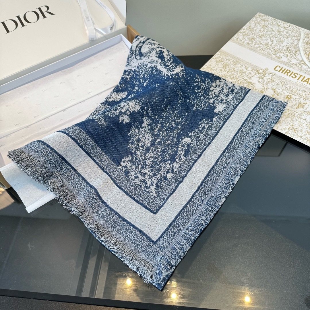 Dior Fringed Animal Print Square Scarf product image 7, provided for visual reference and product detail review