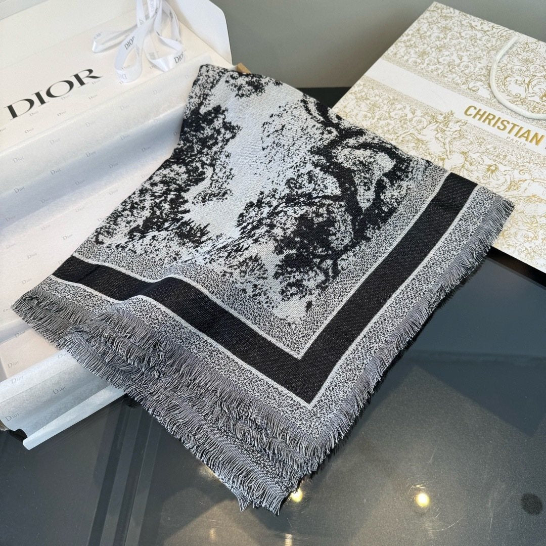 Dior Fringed Animal Print Square Scarf product image 8, provided for visual reference and product detail review