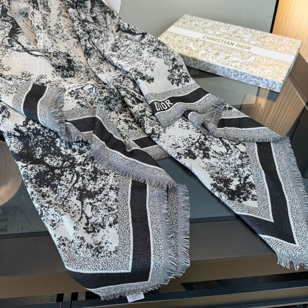 Dior Fringed Animal Print Square Scarf product image 6, provided for visual reference and product detail review