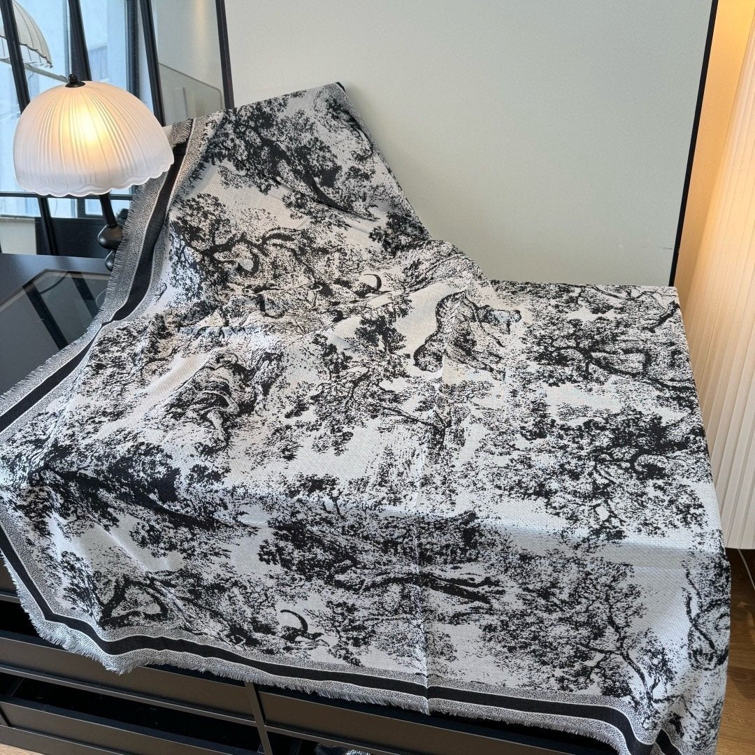 Dior Fringed Animal Print Square Scarf product image 2, provided for visual reference and product detail review