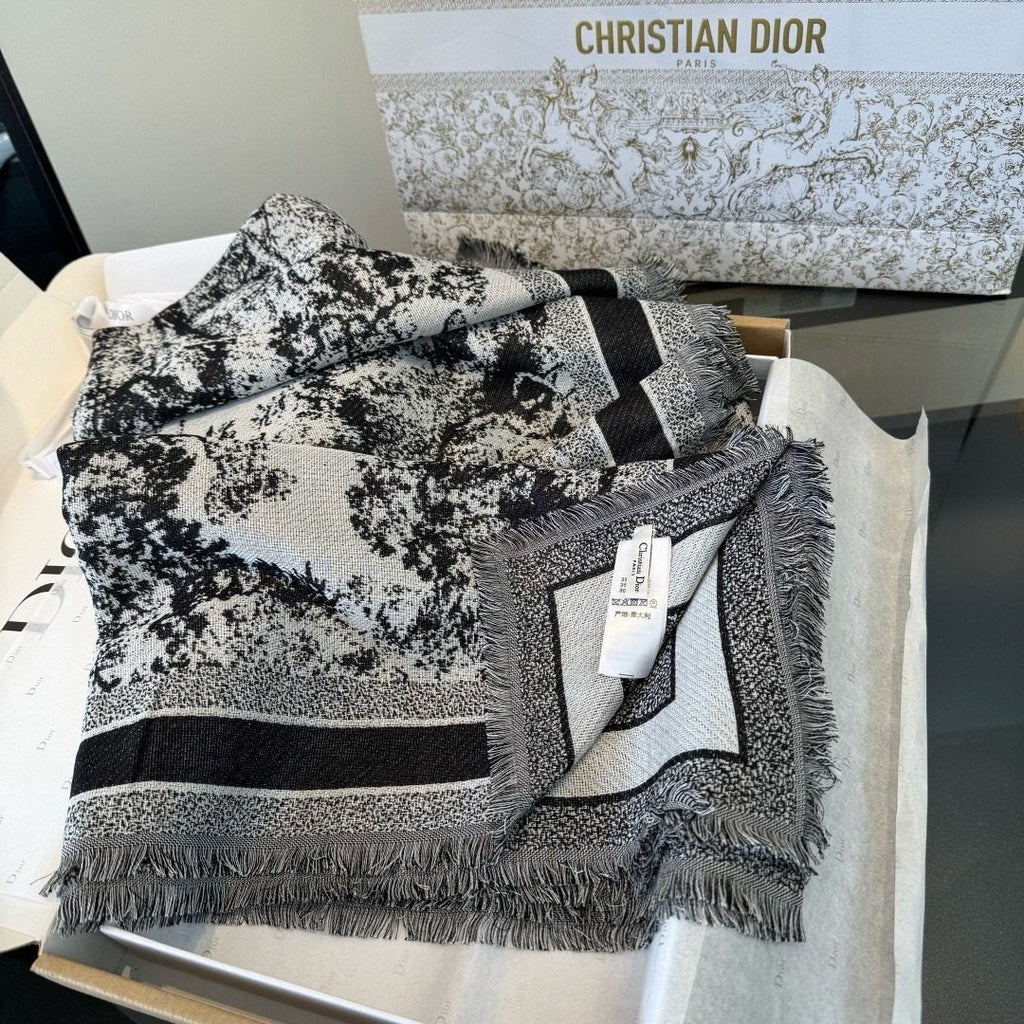 Dior Fringed Animal Print Square Scarf product image 9, provided for visual reference and product detail review