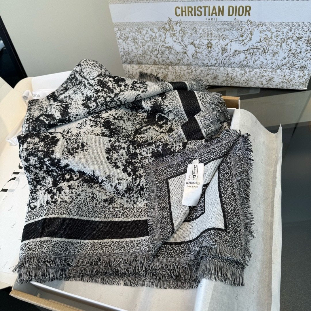 Dior Fringed Animal Print Square Scarf product image 9, provided for visual reference and product detail review