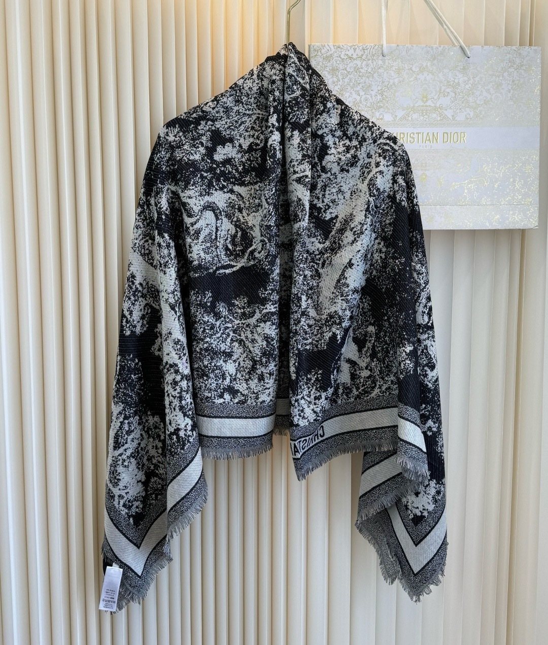 Dior Fringed Animal Print Square Scarf product image 4, provided for visual reference and product detail review