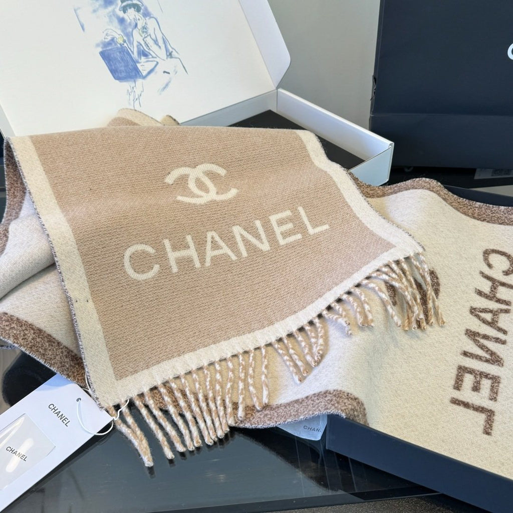 Chanel Logo Fringe Scarf product image 9, provided for visual reference and product detail review