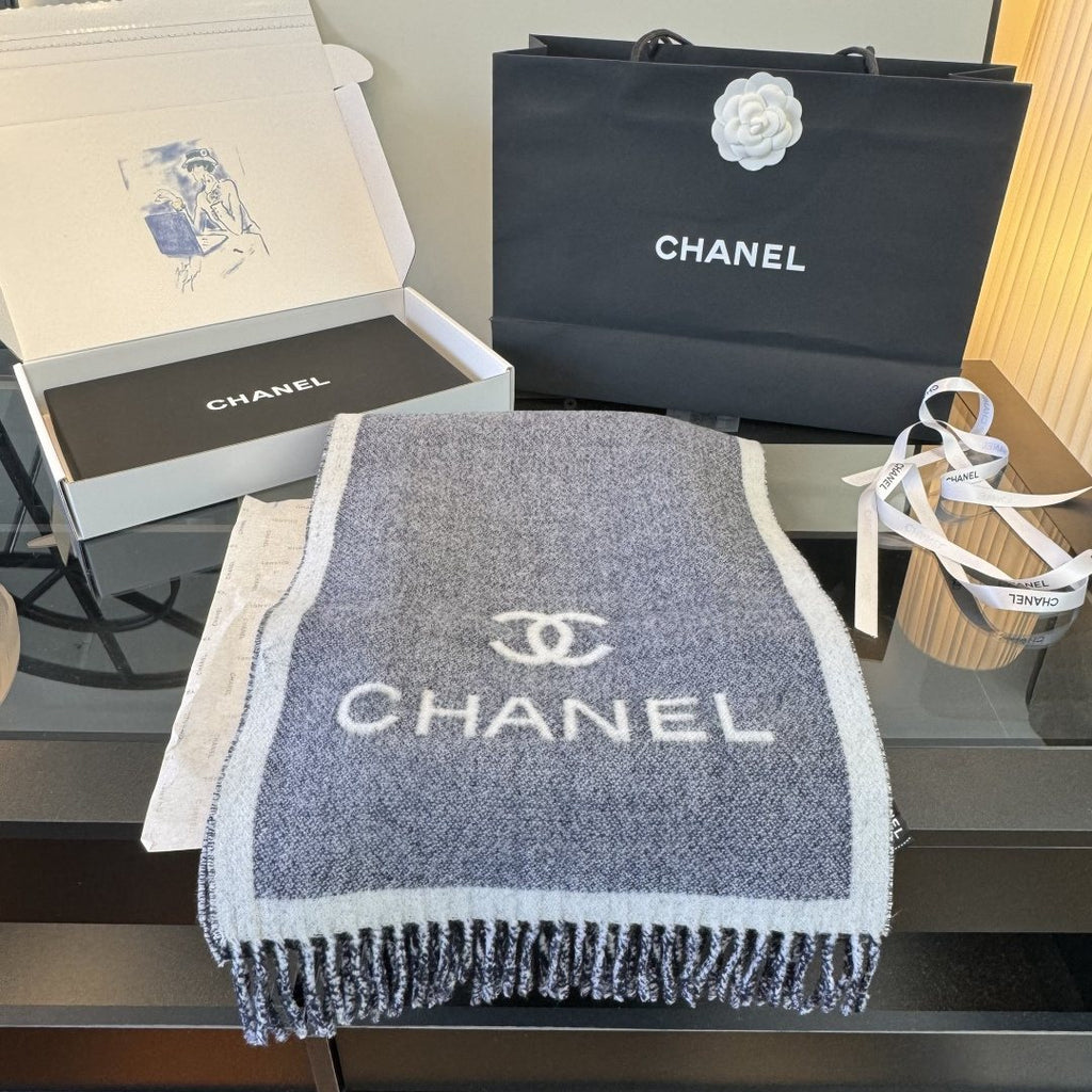 Chanel Logo Fringe Scarf product image 2, provided for visual reference and product detail review